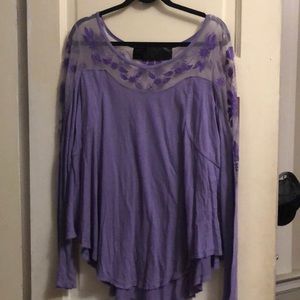 Free People Purple Long Sleeve Blouse